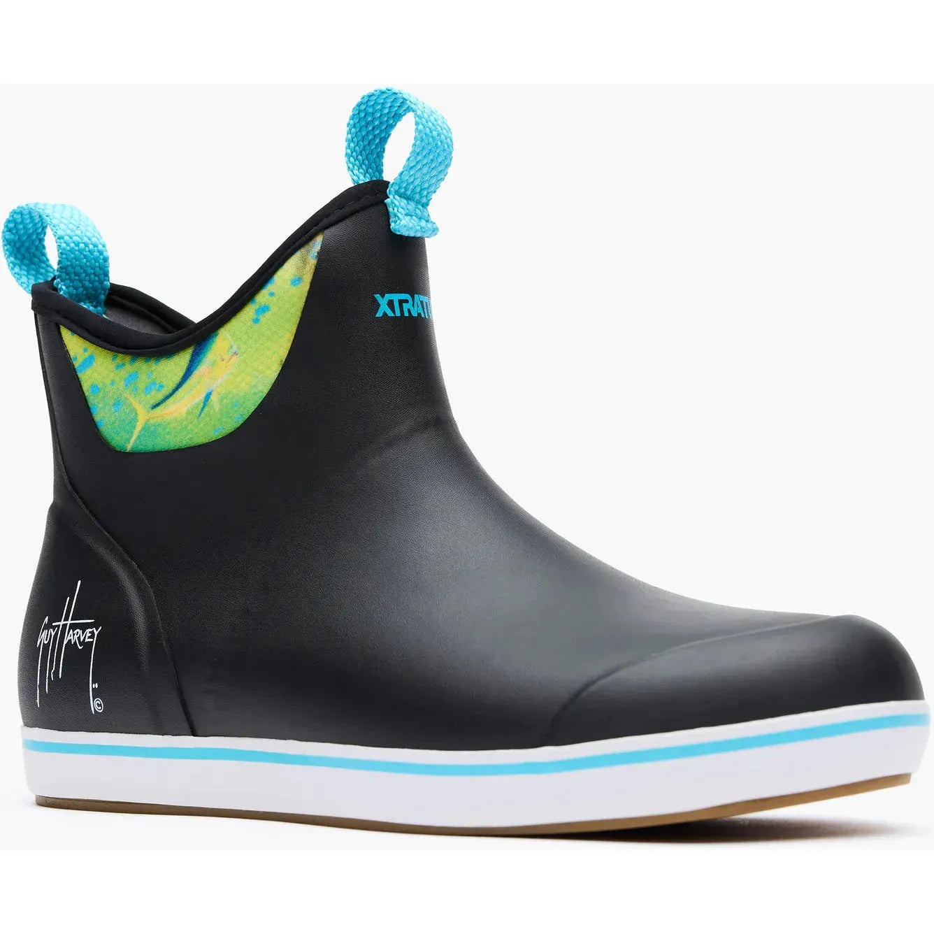 Xtratuf Men's Ankle 6" WP Guy Harvey Deck Boot- Black- XMABGH00 7 / Medium / Black Mahi - Overlook Boots