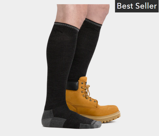 Men's Darn Tough Westerner Over-the-Calf Lightweight Work Sock 3-Pack - Black  - Overlook Boots
