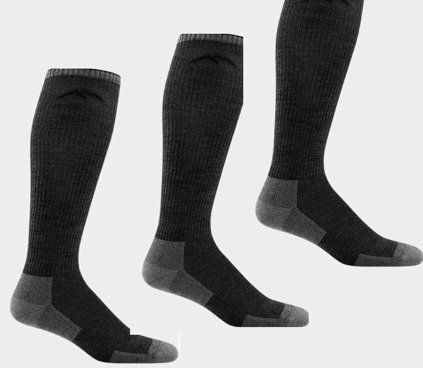 Men's Darn Tough Westerner Over-the-Calf Lightweight Work Sock 3-Pack - Black Medium / White - Overlook Boots