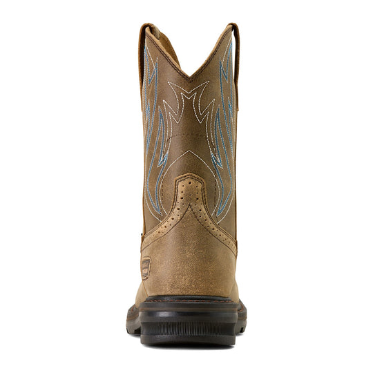 Ariat Men's Sierra Shock Shield 10" Steel Toe Western Work Boot - Brown Bomber - 10077013 - Back View - Overlook Boots