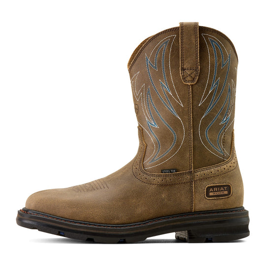 Ariat Men's Sierra Shock Shield 10" Steel Toe Western Work Boot - Brown Bomber - 10077013 - Side Profile - Overlook Boots