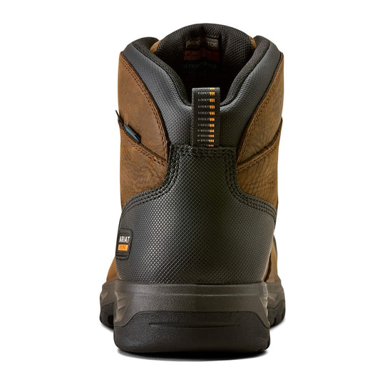 Ariat Men's Turbo Duratread CSA 6" Carbon Toe Waterproof Puncture Resistant Work Boot - Brown - 10077101 - Back View - Overlook Boots
