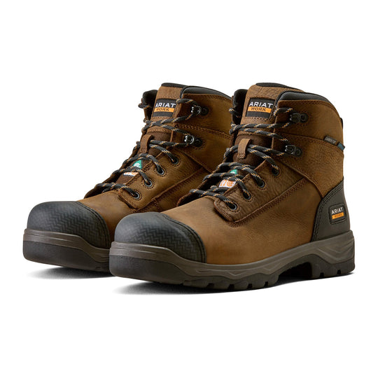 Ariat Men's Turbo Duratread CSA 6" Carbon Toe Waterproof Puncture Resistant Work Boot - Brown - 10077101 - Pair - Overlook Boots