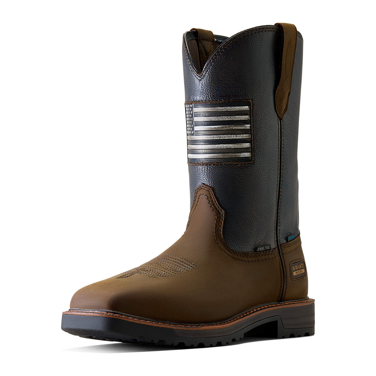 Ariat Men's Activator Patriot 11" Steel Toe Waterproof Western Work Boot - Brown - 10080349 7 / Medium / Brown - Overlook Boots