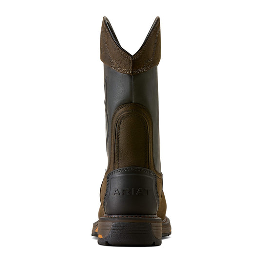 Ariat Men's WorkHog Full Boar 11" Composite Toe Waterproof Western Work Boot - Brown - 10082161 - Back View - Overlook Boots