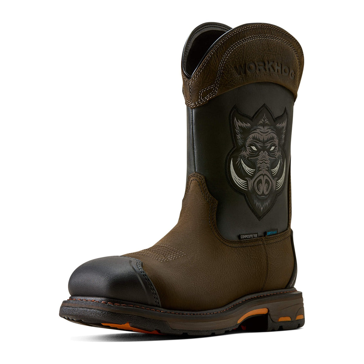 Ariat Men's WorkHog Full Boar 11" Composite Toe Waterproof Western Work Boot - Brown - 10082161 7 / Medium / Brown - Overlook Boots