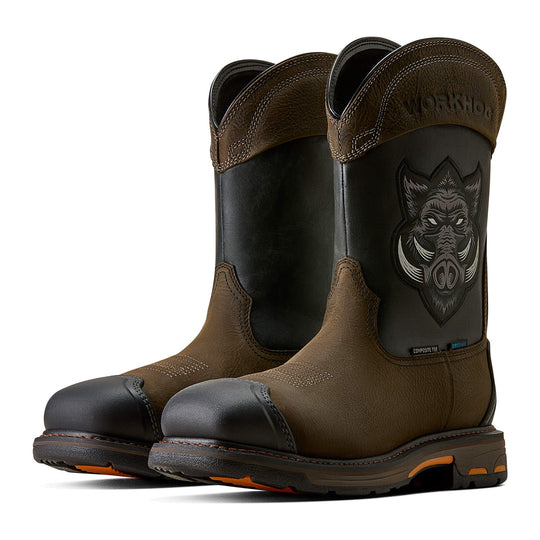 Ariat Men's WorkHog Full Boar 11" Composite Toe Waterproof Western Work Boot - Brown - 10082161 - Pair - Overlook Boots