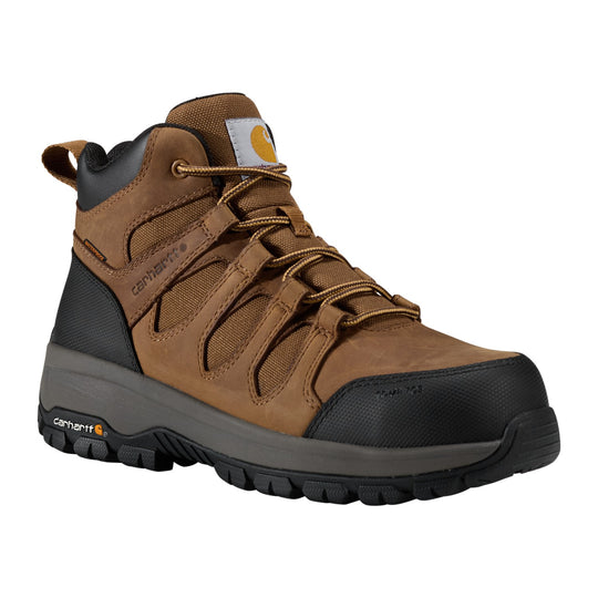 Carhartt Men's Dearborn Mid Waterproof Composite Toe Work Boot - Brown - FZ5385-M - Front Angle - Overlook Boots