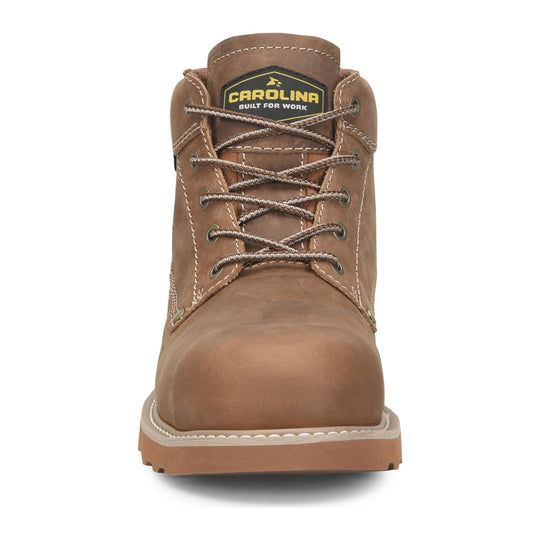 Carolina Men's Socket 5" EZ-ON Aluminum Toe Waterproof Work Boot - Brown - CA2572 - Front - Overlook Boots