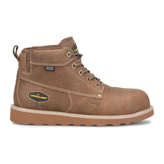Carolina Men's Socket 5" EZ-ON Aluminum Toe Waterproof Work Boot - Brown - CA2572 - Side Profile - Overlook Boots