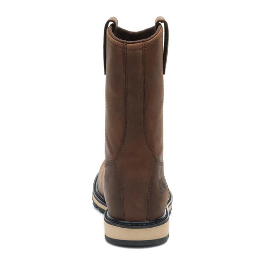 Cat Men's 247 10" Soft Toe Wellington Work Boot - Dark Brown - P51124 - Back View - Overlook Boots