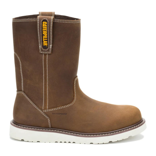 Cat Men's Reclaimer Wedge 10" Soft Toe Waterproof Wellington Work Boot - Pyramid - P51127 - Side Profile - Overlook Boots