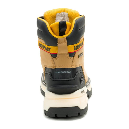 Cat Men's Excavator Power Spring 6" Composite Toe Waterproof Work Boot - Honey - P91825 - Back View - Overlook Boots