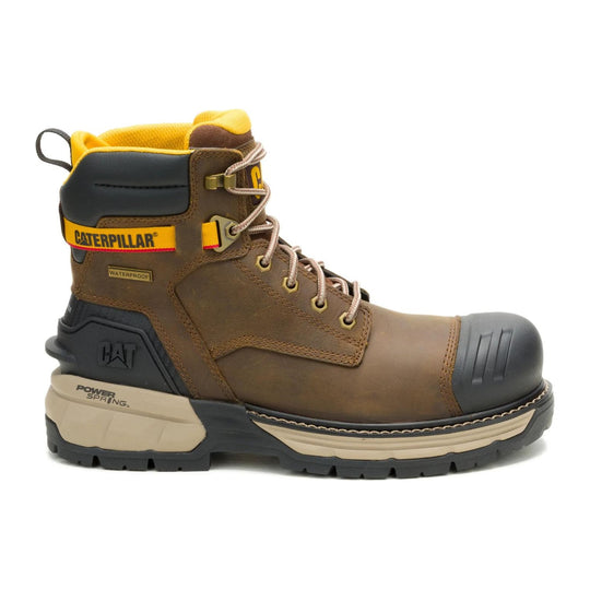Cat Men's Excavator Power Spring 6" Composite Toe Waterproof Work Boot - Pyramid - P91826 - Side Profile - Overlook Boots