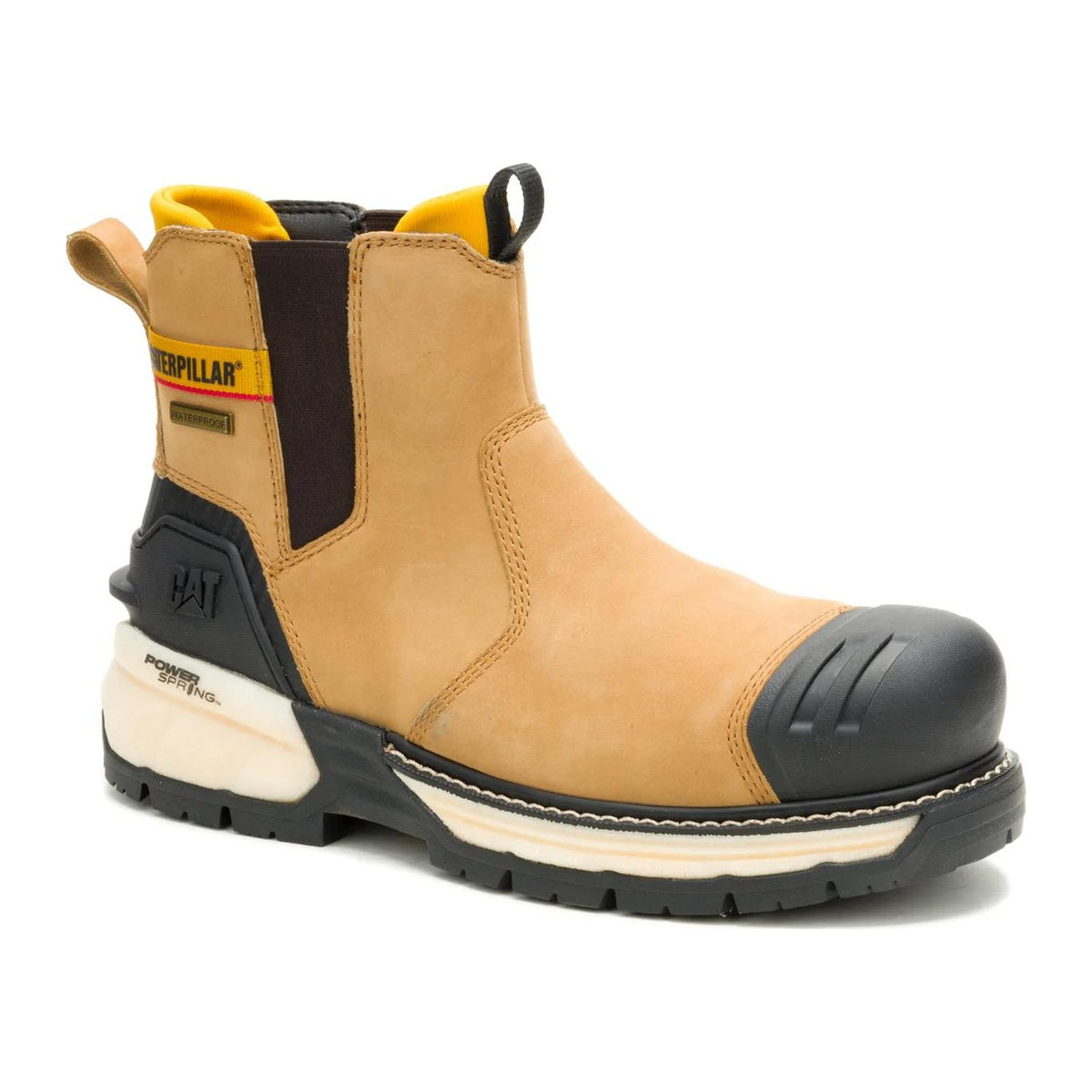 Cat Men's Excavator Power Spring Composite Toe Waterproof Chelsea Work Boot - Honey - P91829 6 / Medium / Honey - Overlook Boots