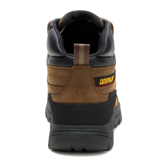 Cat Men's Brickline Steel Toe Waterproof Work Boot - Real Brown - P91871 - Back View - Overlook Boots