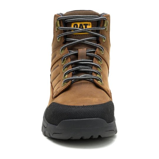Cat Men's Brickline Steel Toe Waterproof Work Boot - Real Brown - P91871 - Front View - Overlook Boots