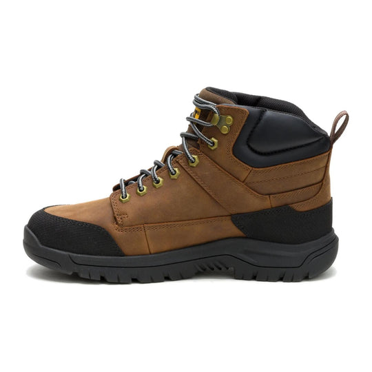 Cat Men's Brickline Steel Toe Waterproof Work Boot - Real Brown - P91871 - Inside Profile - Overlook Boots