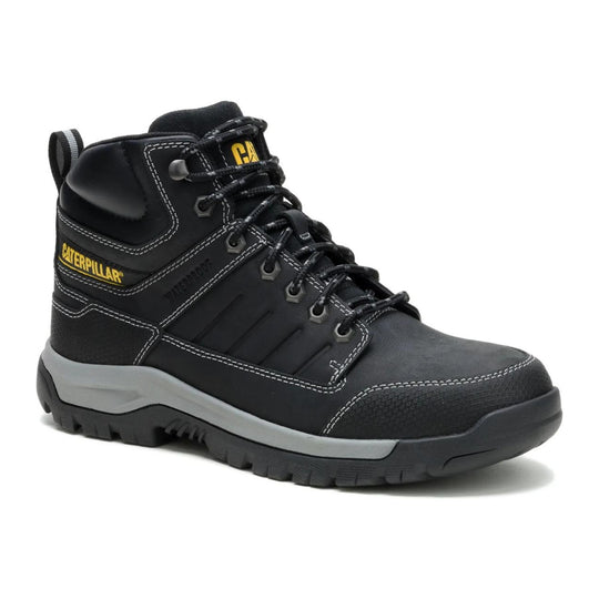 Cat Men's Brickline Steel Toe Waterproof Work Boot - Black - P91873 - Front Angle - Overlook Boots