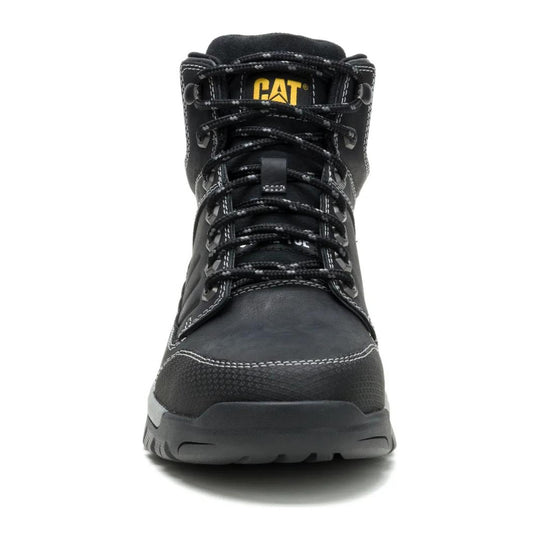 Cat Men's Brickline Steel Toe Waterproof Work Boot - Black - P91873 - Front View - Overlook Boots