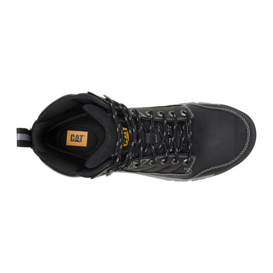 Cat Men's Brickline Steel Toe Waterproof Work Boot - Black - P91873 - Top View - Overlook Boots