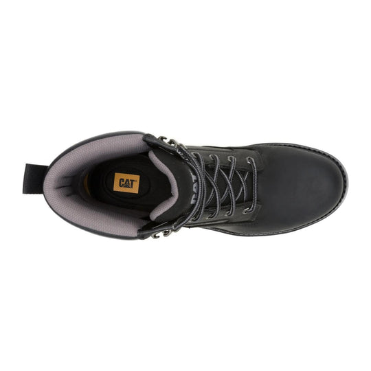 Cat Men's 247 6" Steel Toe Work Boot - Black - P91883 - Top View - Overlook Boots