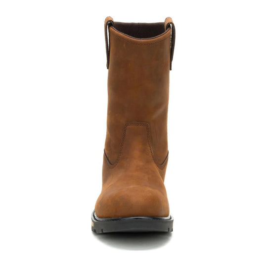 Cat Men's 247 10" Steel Toe Wellington Work Boot - Dark Brown - P91887 - Front View - Overlook Boots