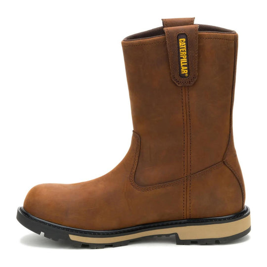 Cat Men's 247 10" Steel Toe Wellington Work Boot - Dark Brown - P91887 - Inside Profile - Overlook Boots