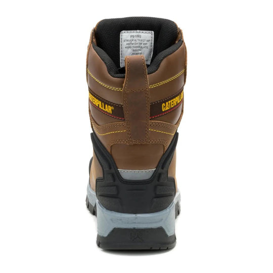 Cat Men's Striver XL 8" Composite Toe Waterproof 400G Thinsulate Work Boot - Bison - P91893 - Back View - Overlook Boots