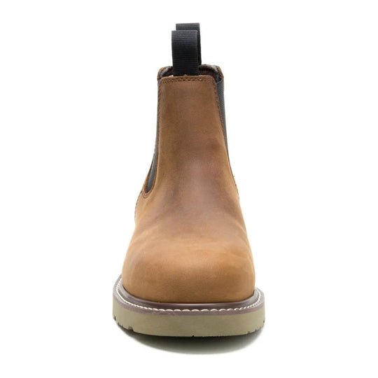 Cat Men's Reclaimer Wedge Steel Toe Waterproof Chelsea Work Boot - Dark Brown - P91898 - Front View - Overlook Boots