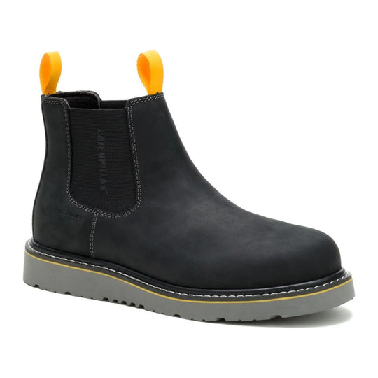 Cat Men's Reclaimer Wedge Steel Toe Waterproof Chelsea Work Boot - Black - P91899 - Front Angle - Overlook Boots