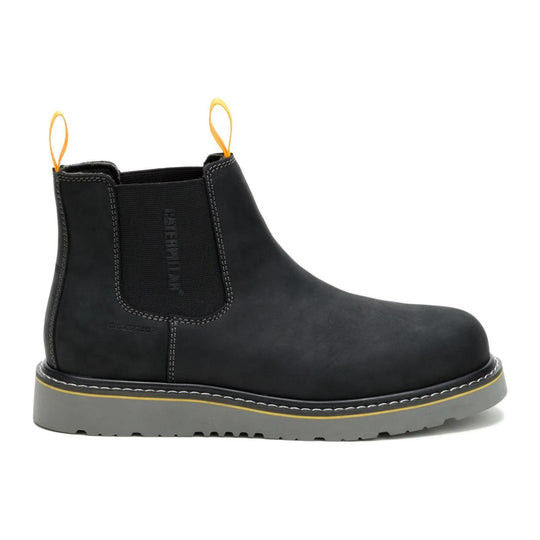 Cat Men's Reclaimer Wedge Steel Toe Waterproof Chelsea Work Boot - Black - P91899 - Side Profile - Overlook Boots