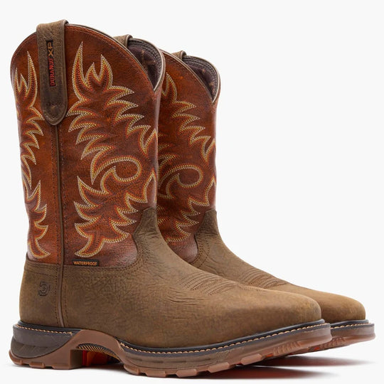 Durango Men's Maverick XP 11" Steel Toe Waterproof Pull-On Work Boot - Bark Brown / Cognac - DDB0546 - Overlook Boots