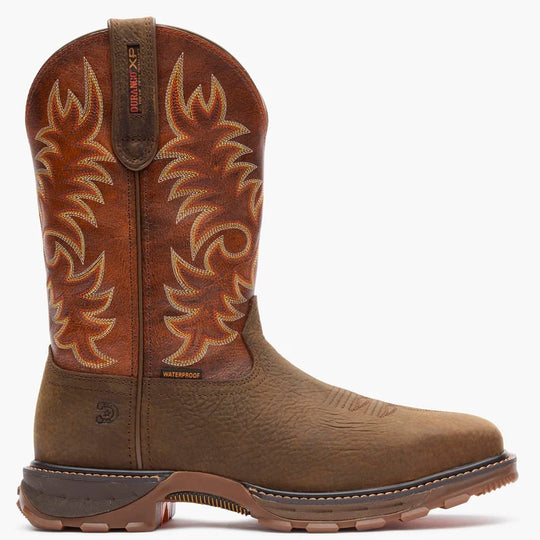Durango Men's Maverick XP 11" Steel Toe Waterproof Pull-On Work Boot - Bark Brown / Cognac - DDB0546 - Overlook Boots