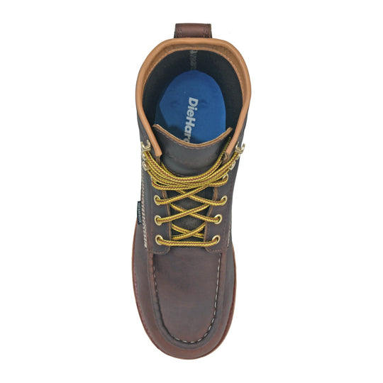 DieHard Men's Raptor 6" Soft Toe Waterproof Moc Toe Work Boot - Burgundy - DH61246 - Top View - Overlook Boots