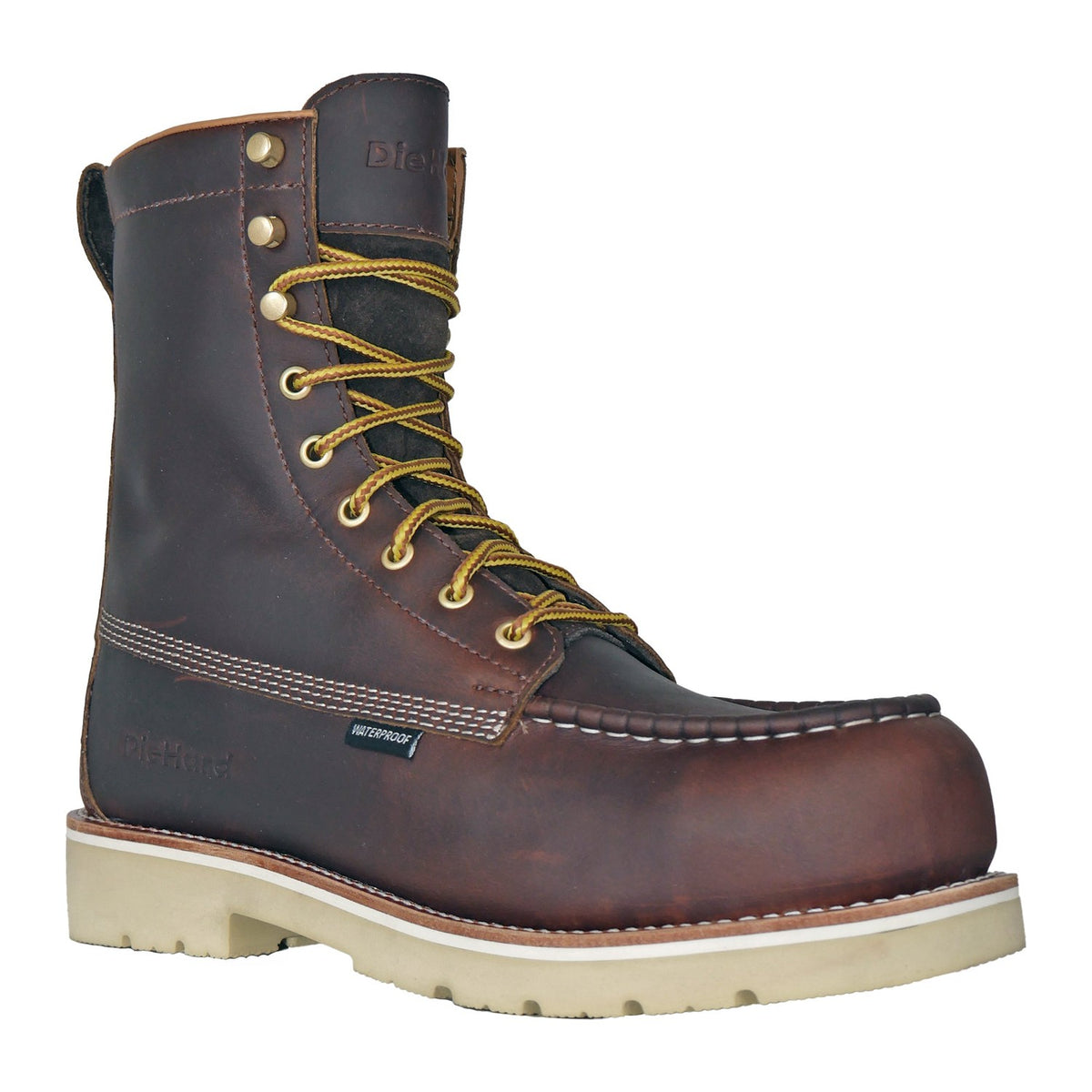 DieHard Men's Raptor 8" Composite Toe Waterproof Moc Toe Work Boot - Burgundy - DH81245 - Front Angle - Overlook Boots
