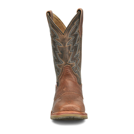 Double H Men's Branch 11" Union Built Steel Toe Roper Western Work Boot - Brown - DH4692 - Front View - Overlook Boots