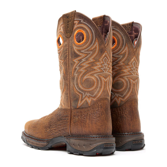 Durango Men's Maverick XP 11" Composite Toe Western Work Boot - Western Bay Brown/Steel Cut Oat - DDB0239 - Back View - Overlook Boots