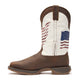 Durango Men's Rebel Distressed Flag Embroidery 12" Square Toe Western Boot - Bay Brown/White - DDB0312 - Inside Profile - Overlook Boots