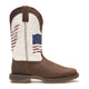 Durango Men's Rebel Distressed Flag Embroidery 12" Square Toe Western Boot - Bay Brown/White - DDB0312 - Side Profile - Overlook Boots