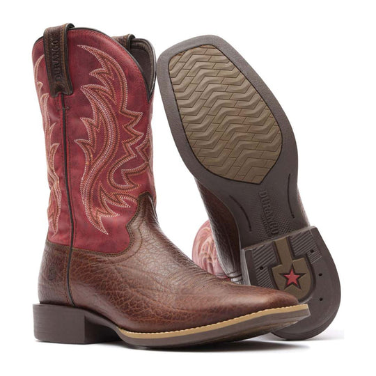 Durango Men's Shyloh 11" Square Toe Western Boot - Mahogany/Dynamite Red - DDB0494 - Outsole - Overlook Boots