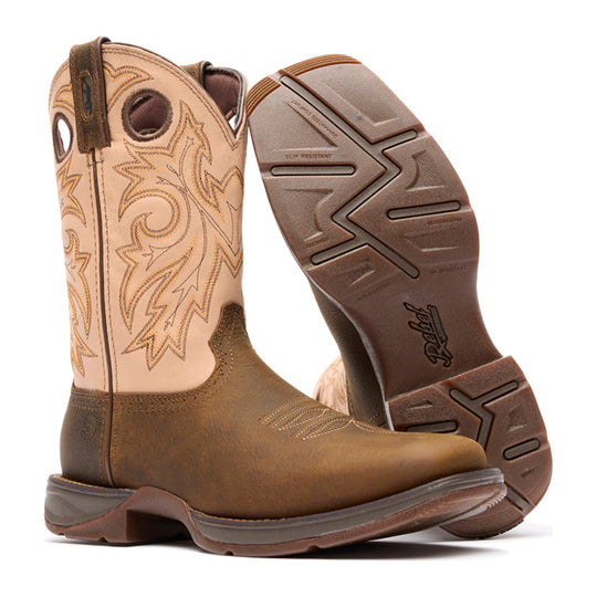 Durango Men's Rebel with InsulKul 11" Square Toe Western Boot - Coffee/Bone - DDB0498 - Outsole - Overlook Boots