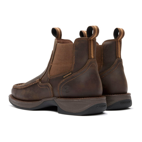 Durango Men's Red Dirt Rebel Ultra-Lite 5.5" Soft Toe Waterproof Chelsea Boot - Dark Earth - DDB0543 - Back View - Overlook Boots