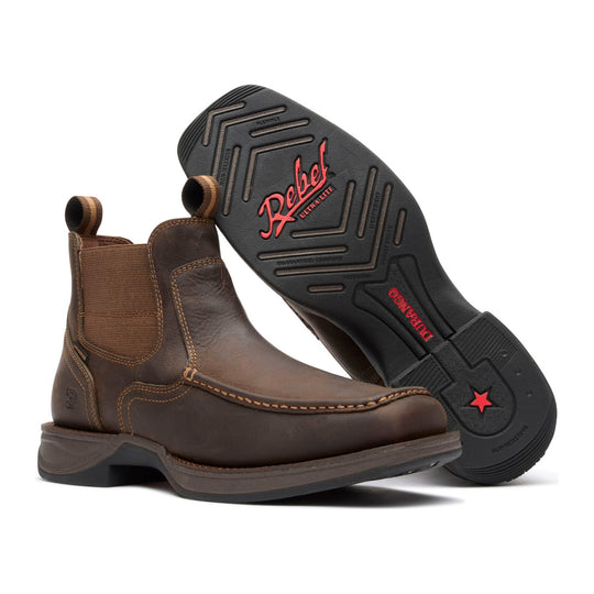 Durango Men's Red Dirt Rebel Ultra-Lite 5.5" Soft Toe Waterproof Chelsea Boot - Dark Earth - DDB0543 - Outsole - Overlook Boots