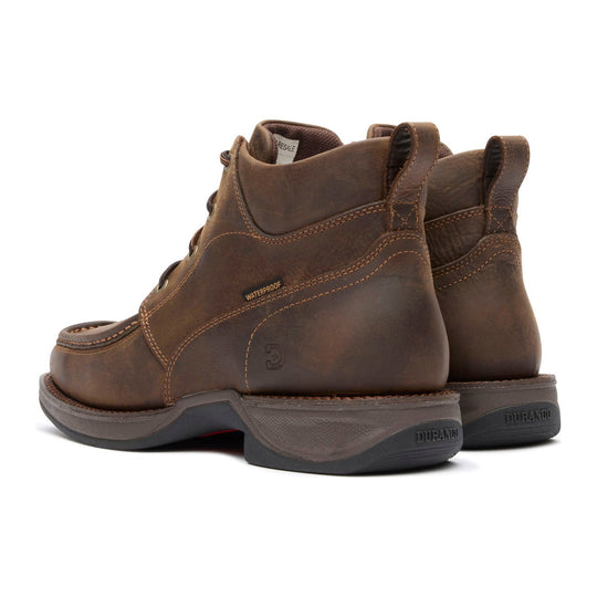 Durango Men's Red Dirt Rebel Ultra-Lite 5.5" Soft Toe Waterproof Chukka Boot - Dark Earth - DDB0544 - Back View - Overlook Boots