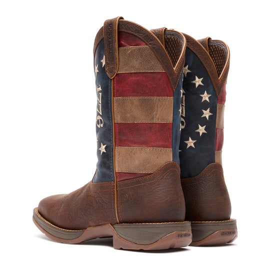 Durango Men's Rebel America 250 Flag 11" Square Toe Western Boot - Briar Pitstop - DDB0566 - Back View - Overlook Boots