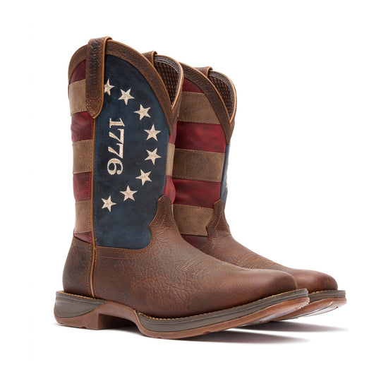 Durango Men's Rebel America 250 Flag 11" Square Toe Western Boot - Briar Pitstop - DDB0566 - Pair - Overlook Boots