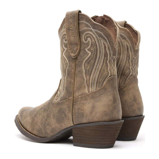 Durango Women's Crush 8" Distressed Shortie Western Boot - Driftwood - DRD0372 - Back View - Overlook Boots