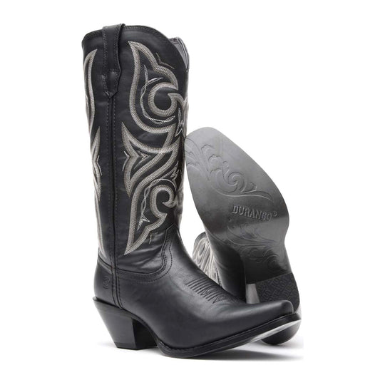 Durango Women's Crush 13" Snip Toe Western Boot - Black Beauty - DRD0450 - Outsole - Overlook Boots