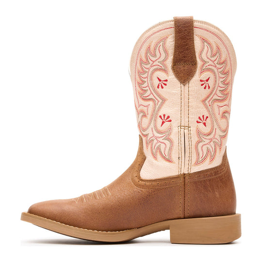 Durango Women's Shyloh 10" Square Toe Western Boot - Honey Tan/Metallic Peach - DRD0482 - Side Profile - Overlook Boots
